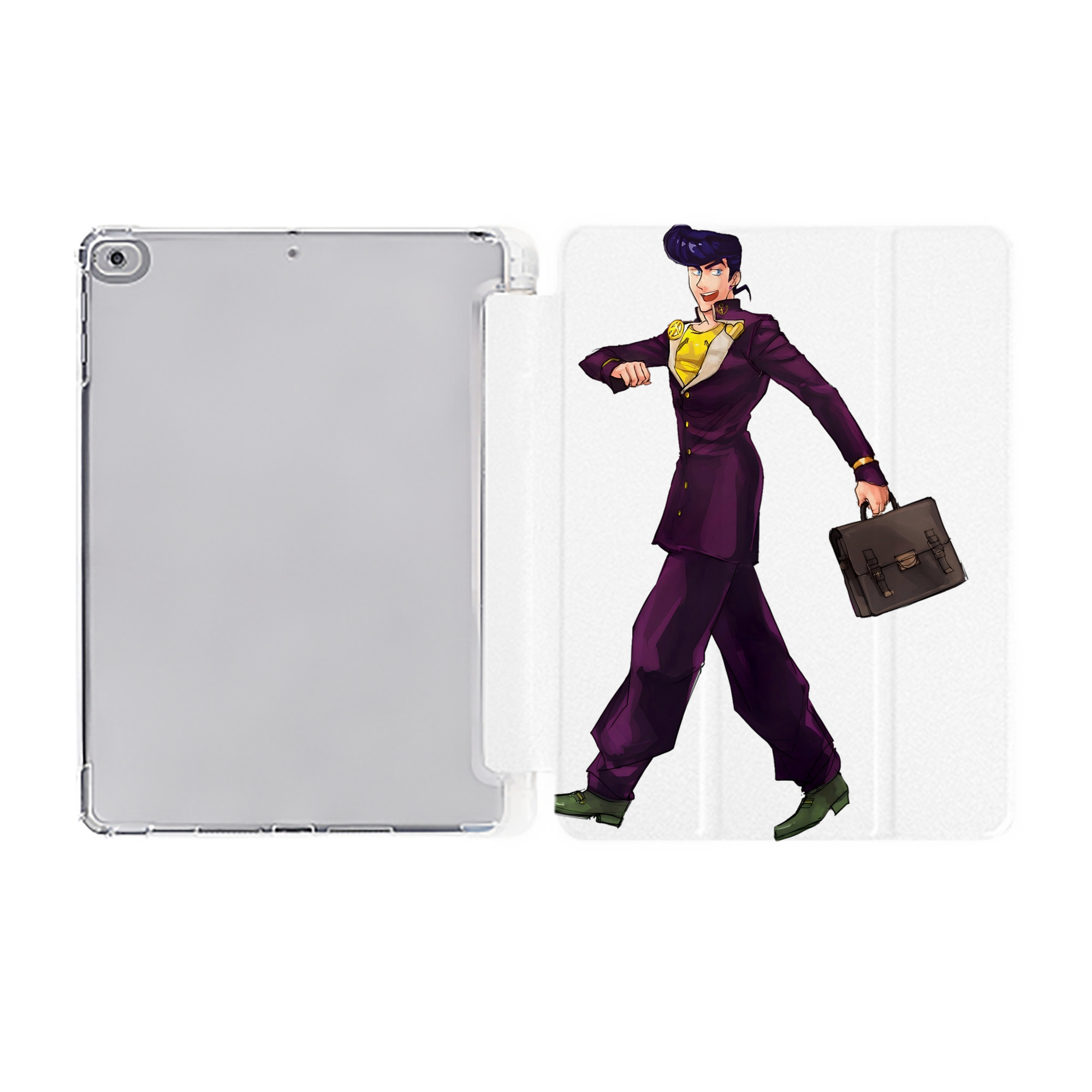 （画像用） ジョジョの奇妙な冒険 ひがしかた じょうすけ JoJo's Bizarre Adventure Higashikata Josuke IPad ケース ペン収納付き 三つ折りスタンド PUレザー×シリコン 対応機種9.5/10.5/10.9インチ